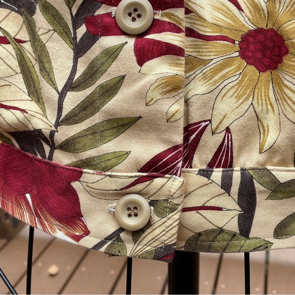 Women's Suzette Fall Floral Cotton Spandex Jacket Large Tan Burgundy Green - Picture 3 of 9